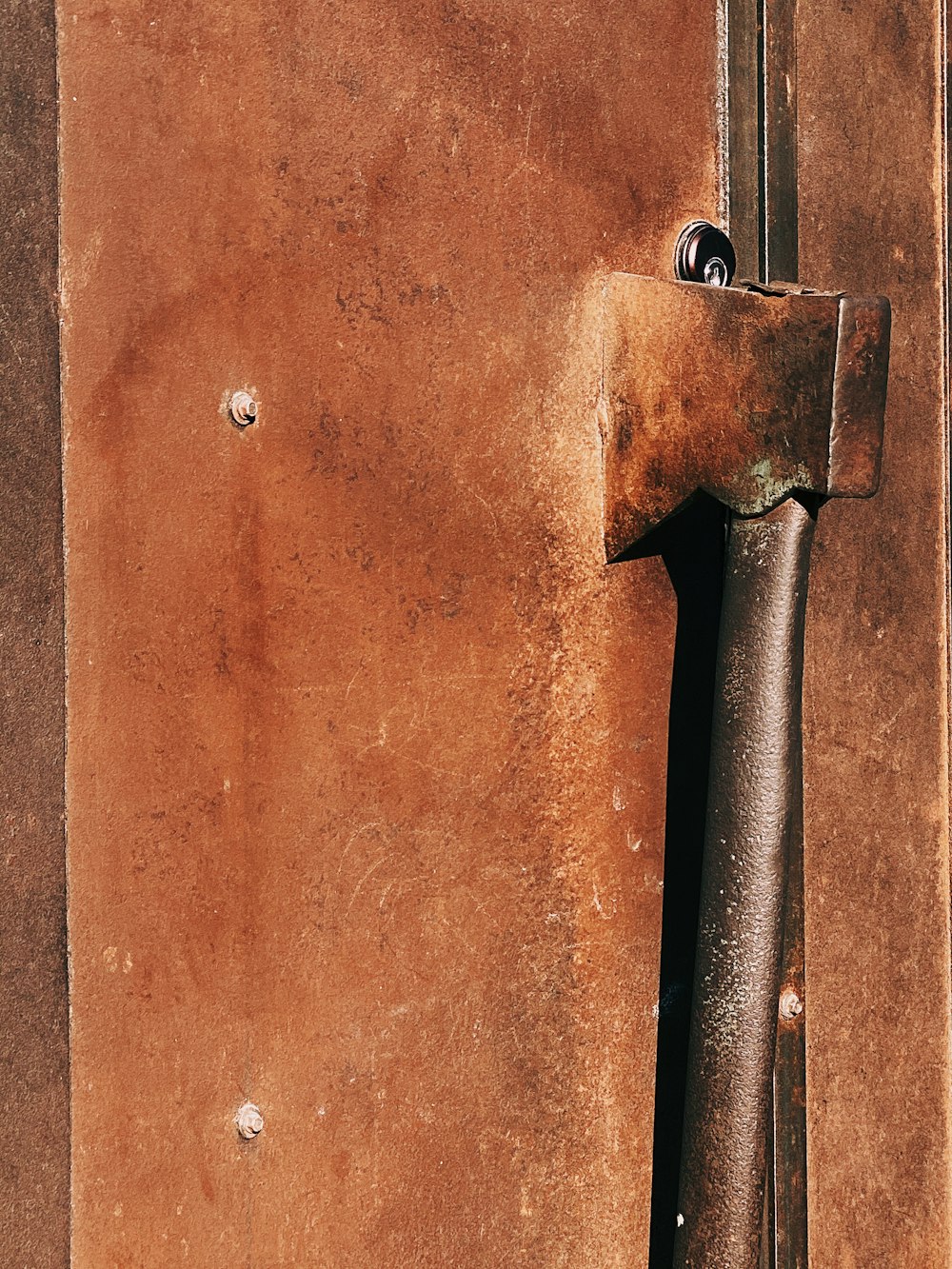 brown axe on the cabinet