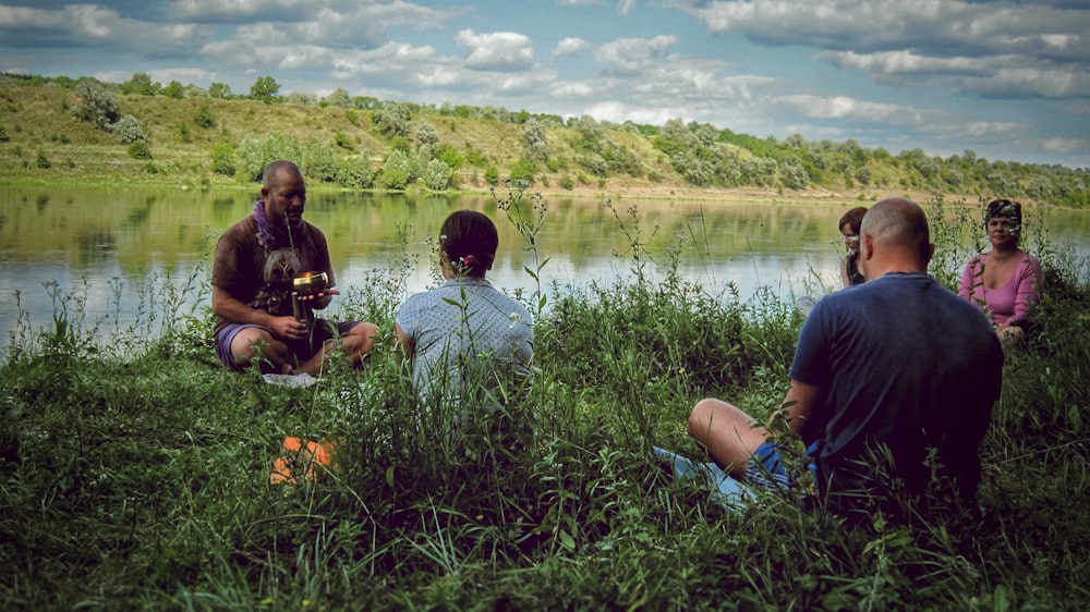 people near lake