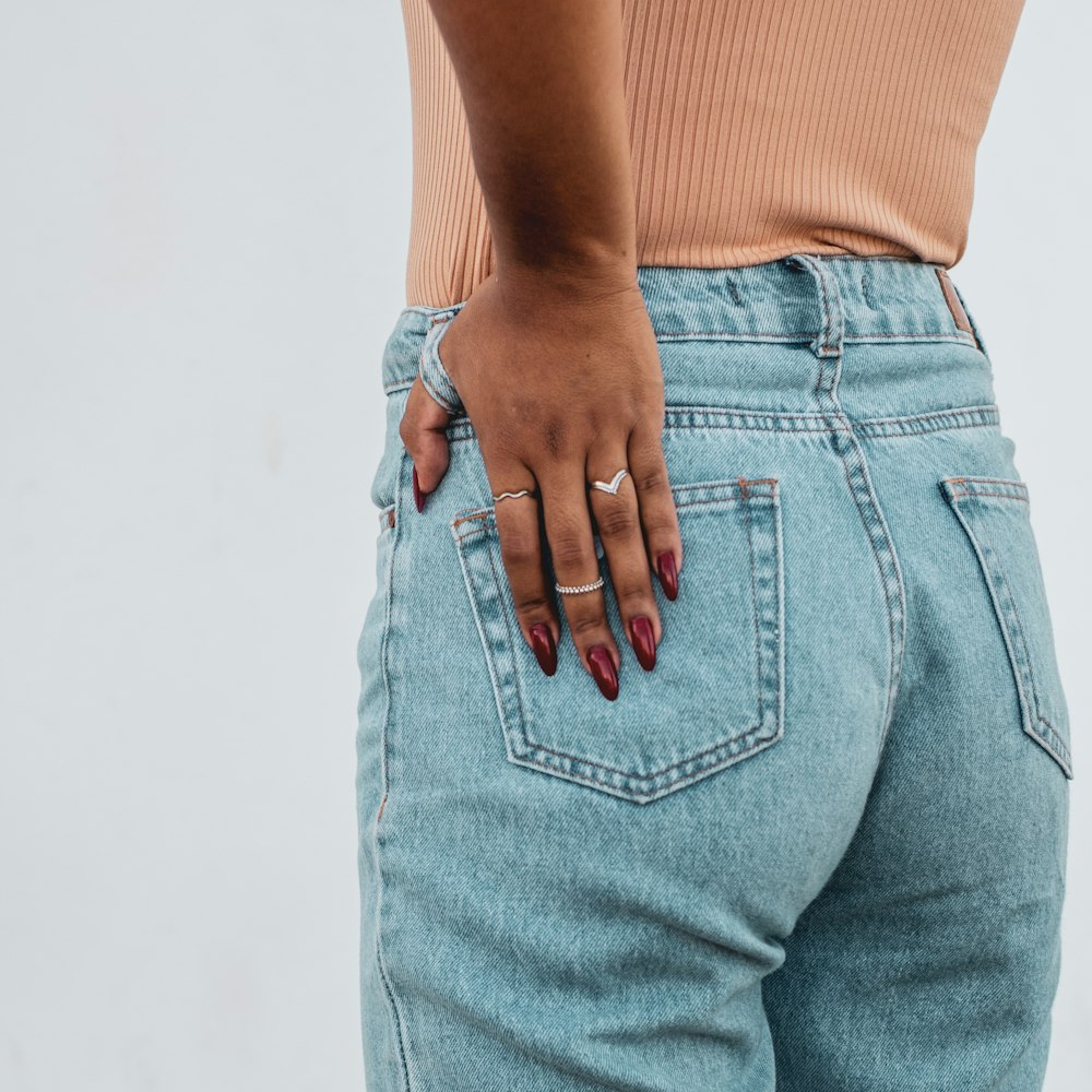 women's blue denim bottoms