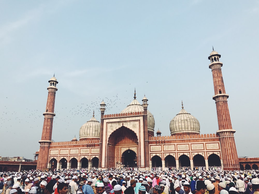 people outside mosque