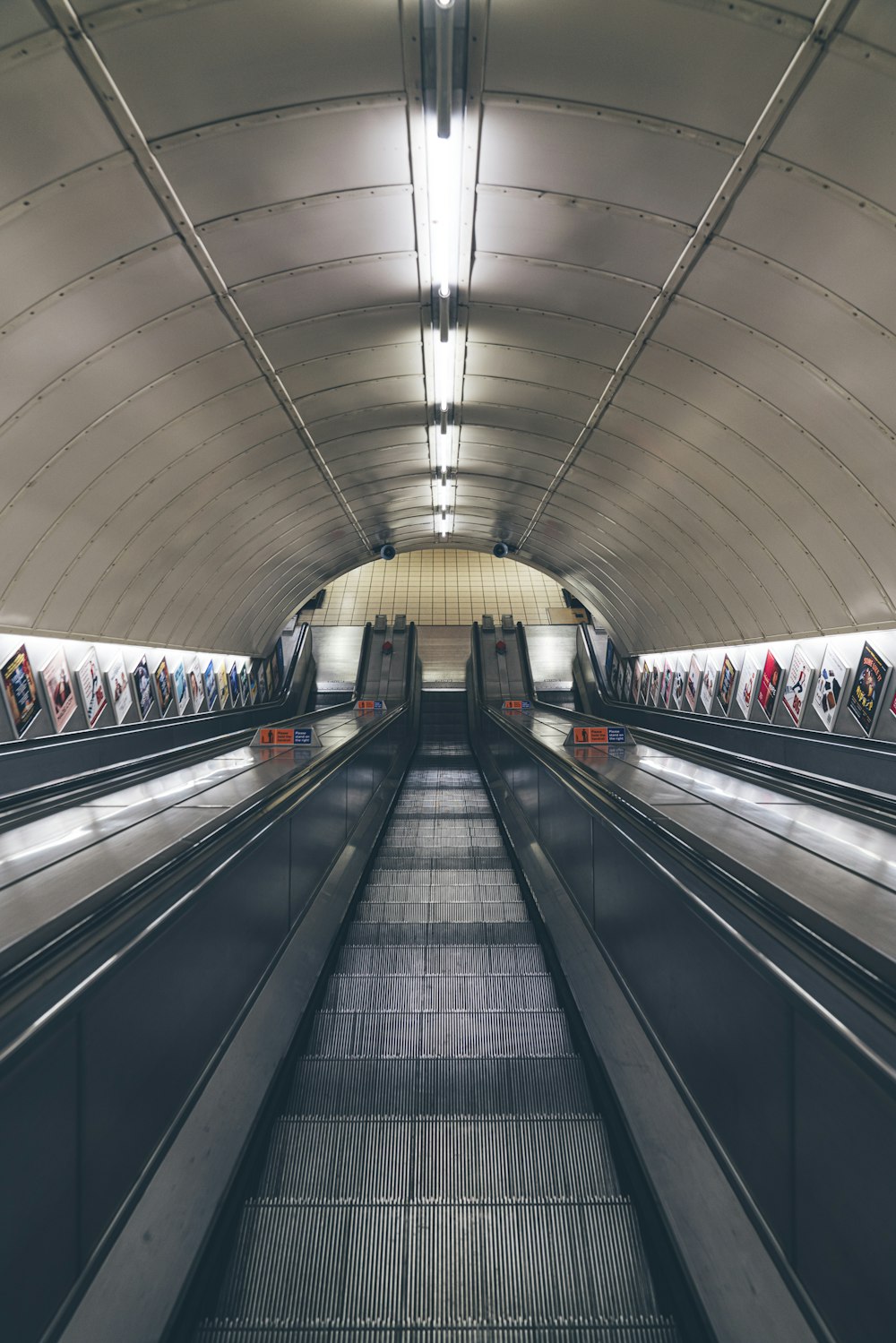 several escalators