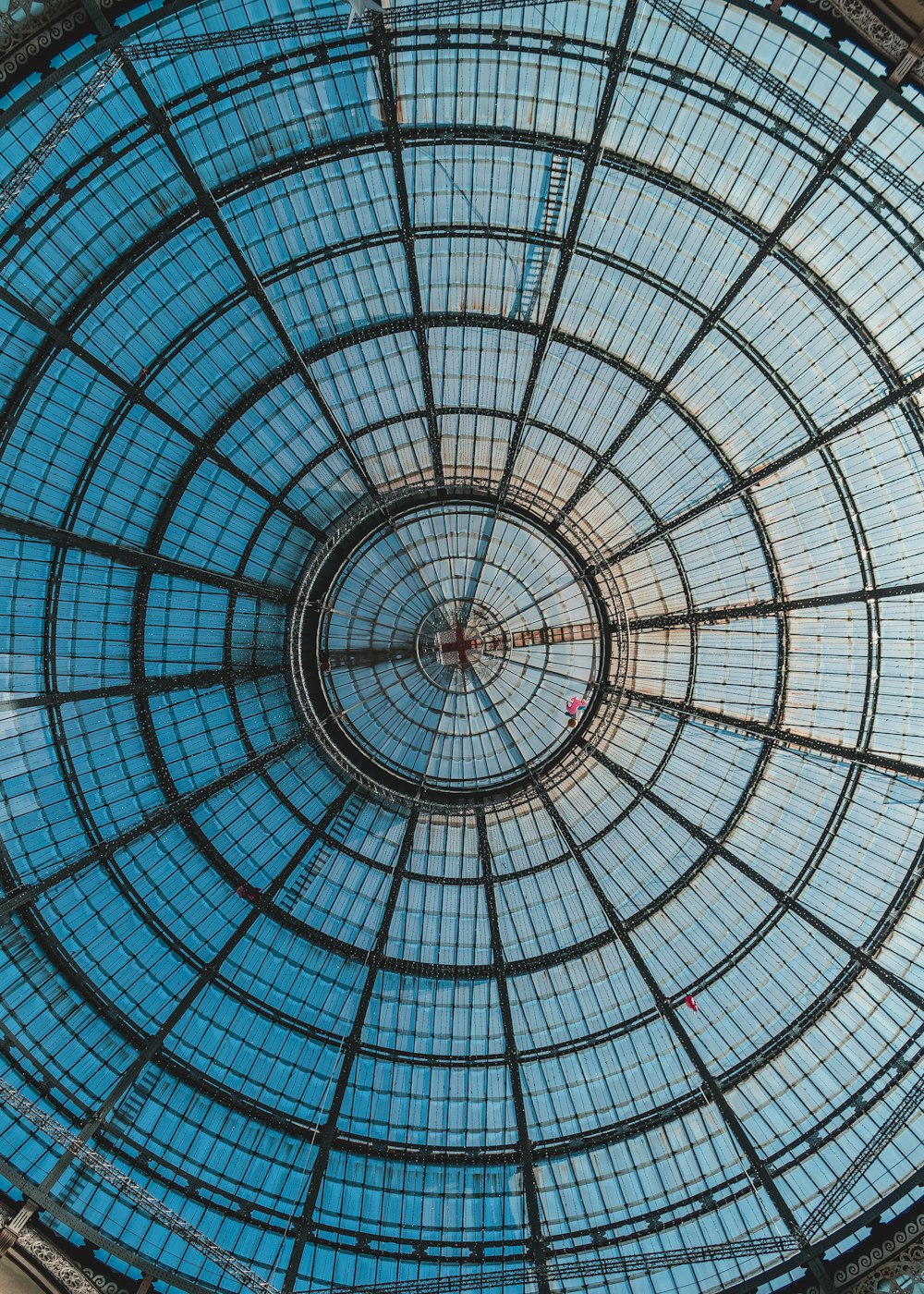 a large glass dome with a skylight inside of it