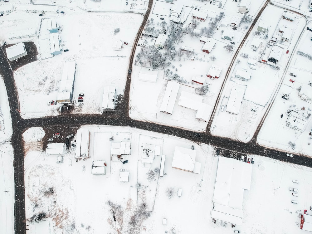 Casas cubiertas de nieve