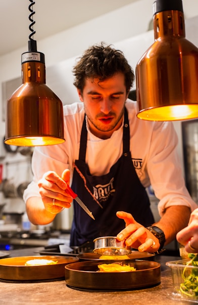 man preparing food