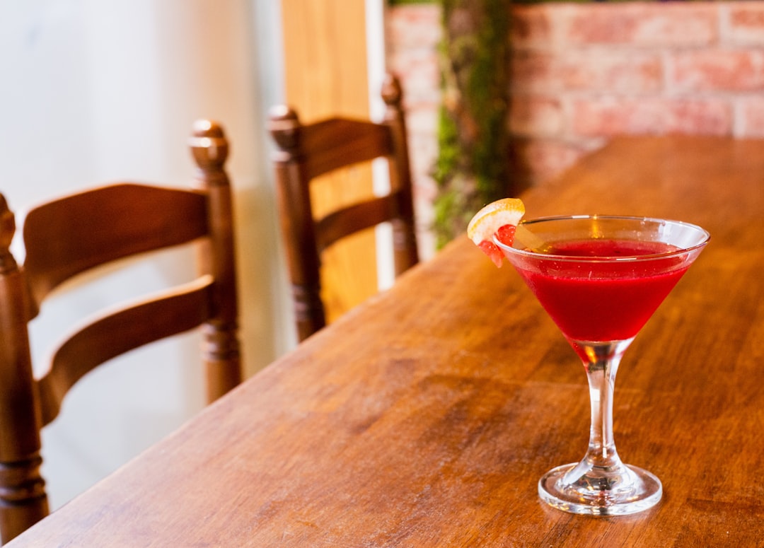 martini glass on table