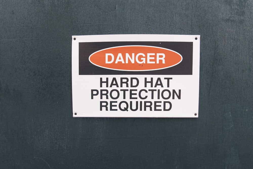 danger hard hat protection required sign
