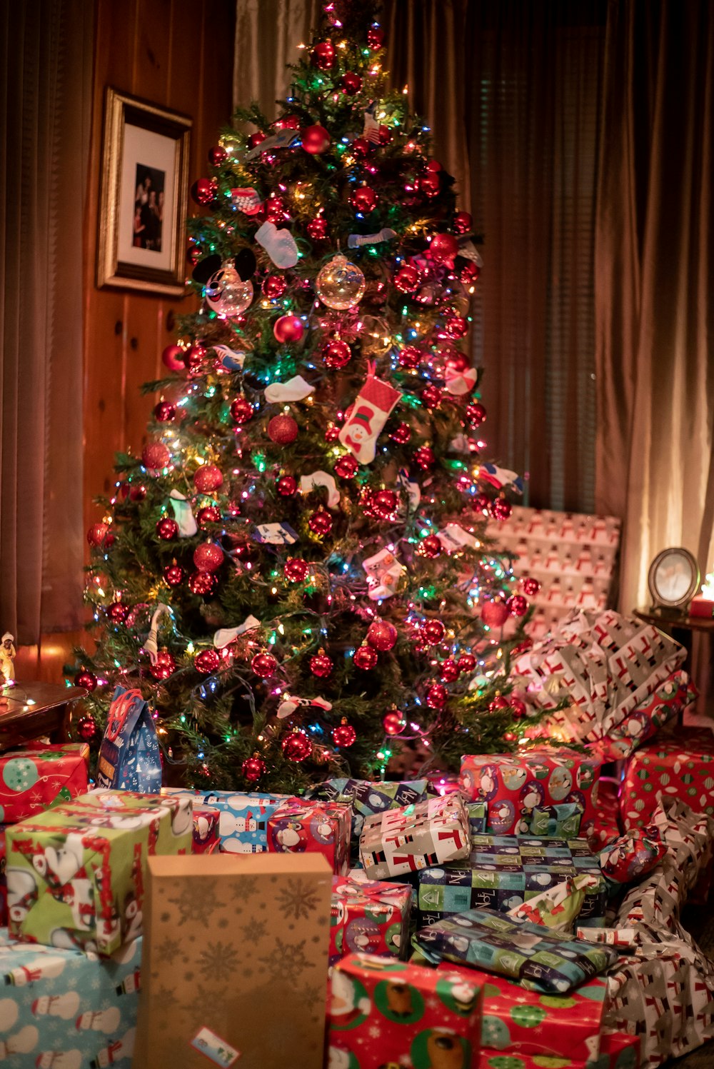 gift boxes under Christmas tree