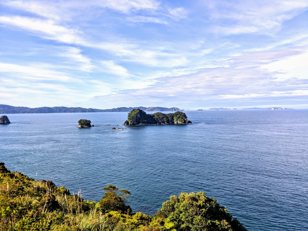 island under blue sky