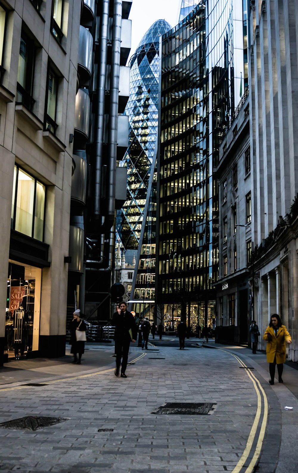 person standing outside building