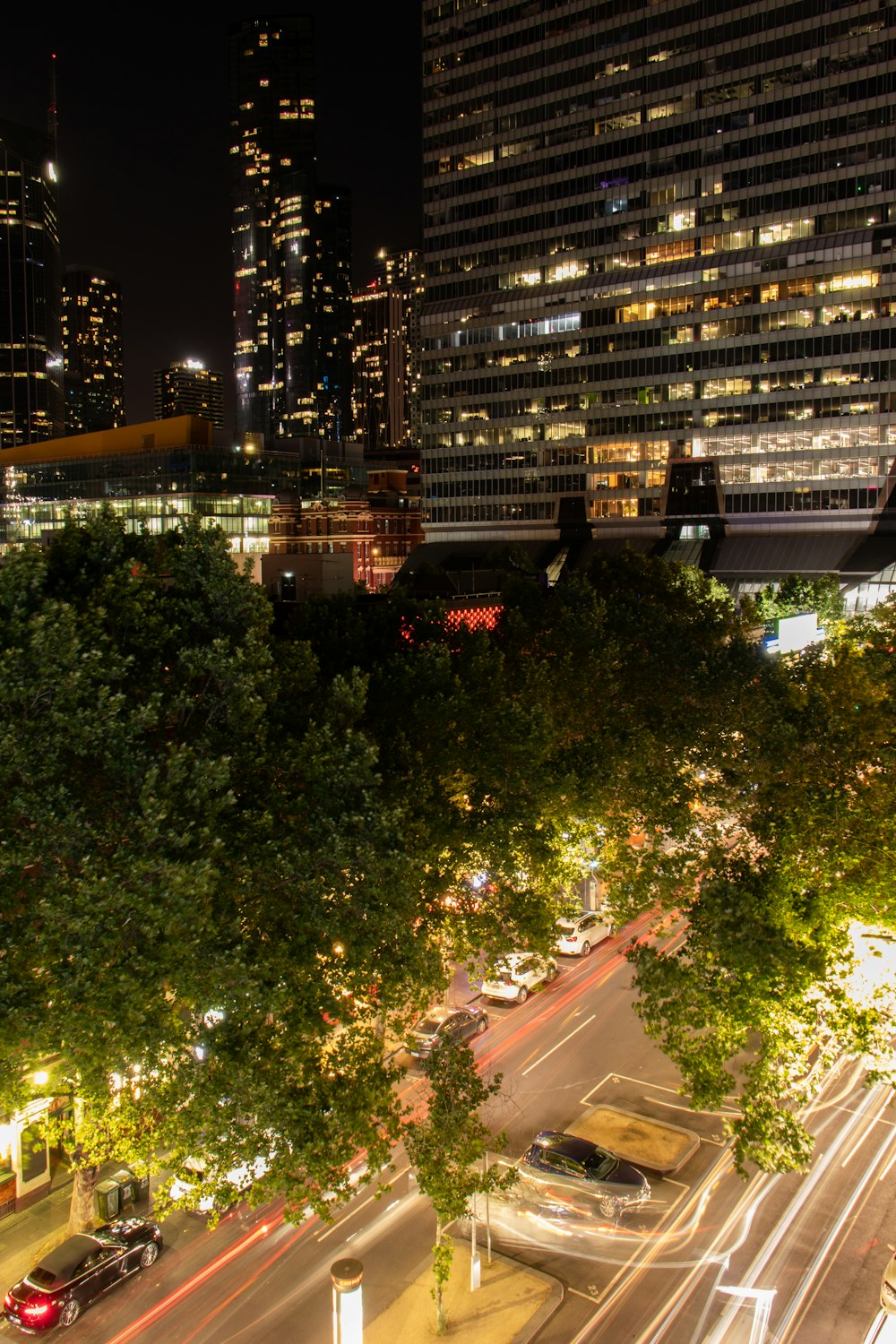 a view of a city at night from a high rise