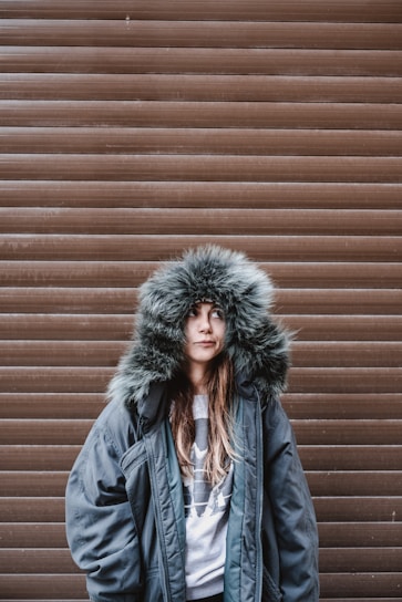 woman in gray parka jcaket