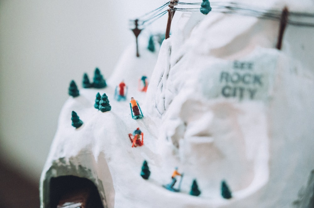 a close up of a model of a rock city