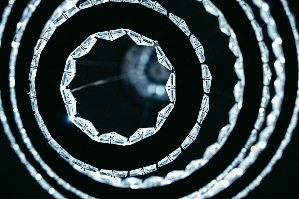 a close up of a circular light fixture