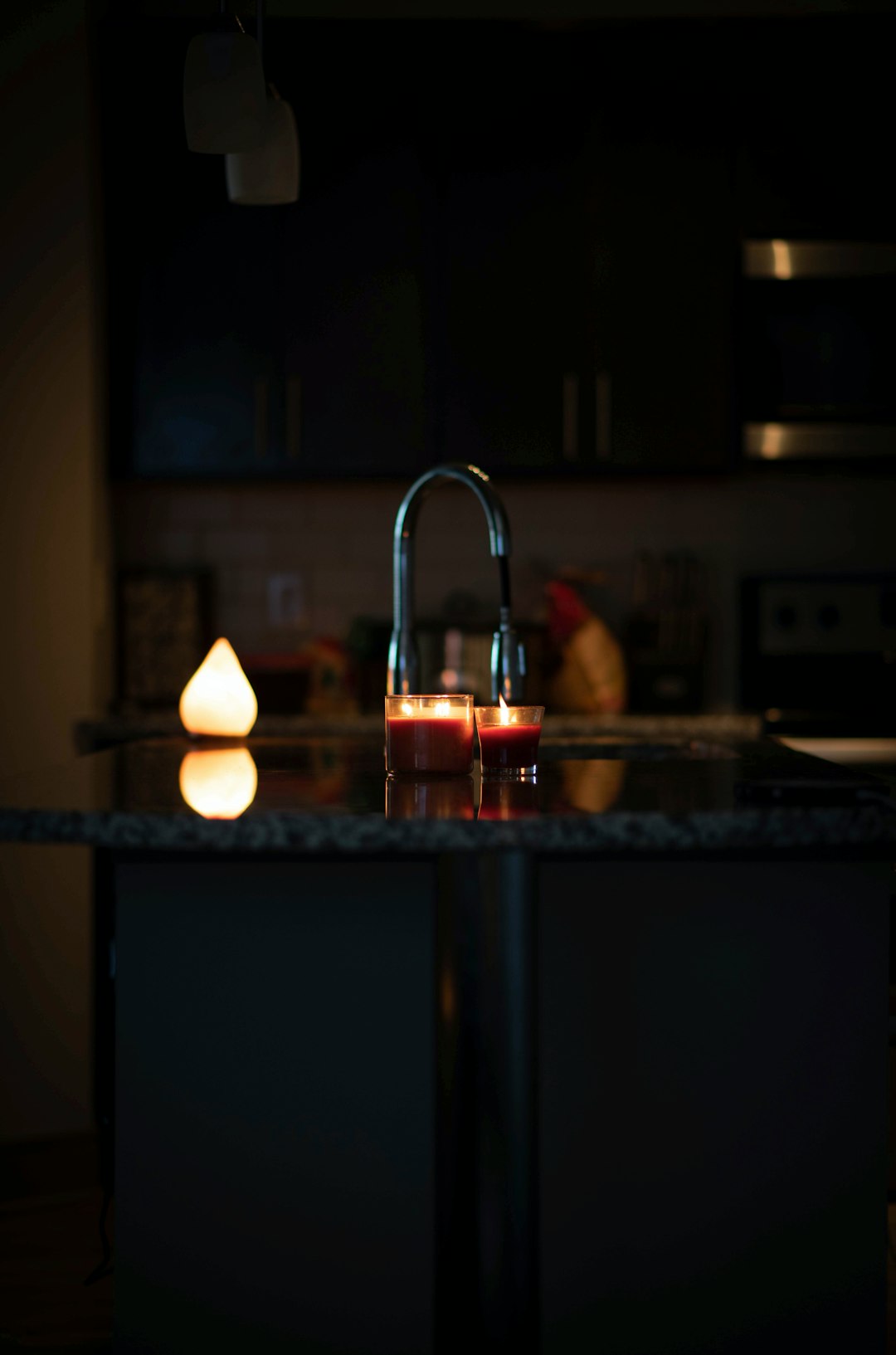 candles on kitchen island