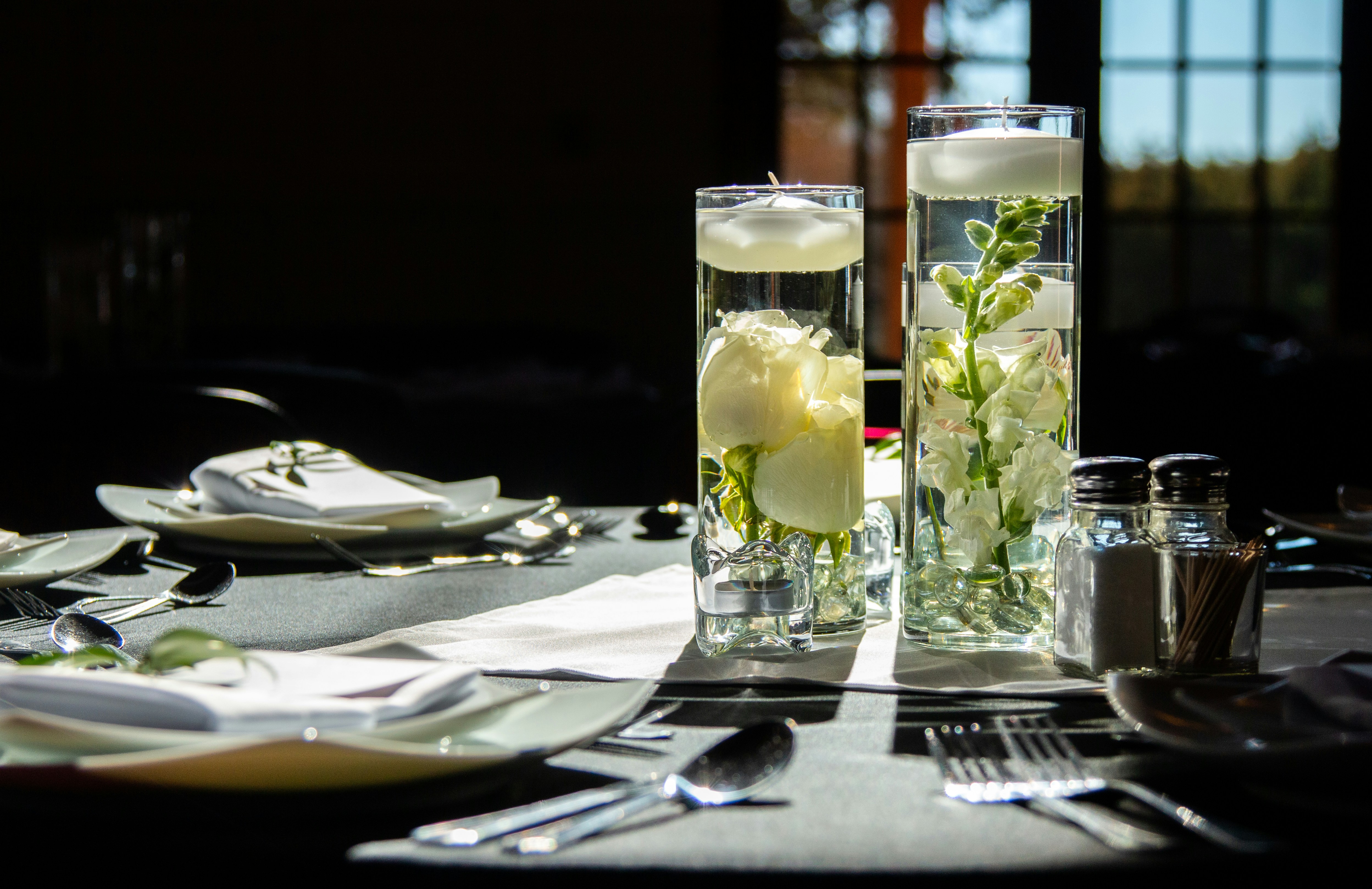 clear glass vase with flowers