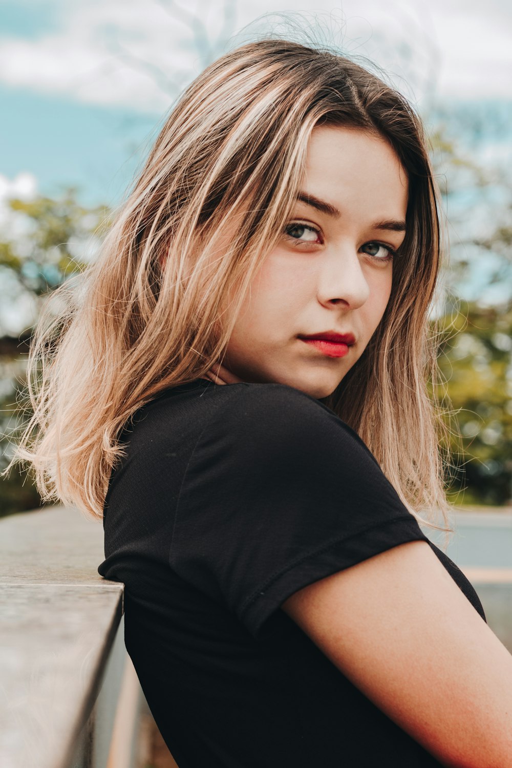 man wearing black top