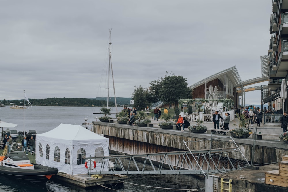 white tent on boat