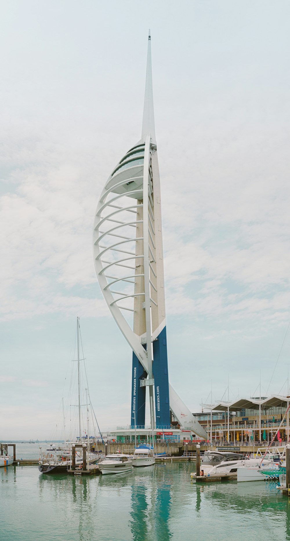 white and blue building