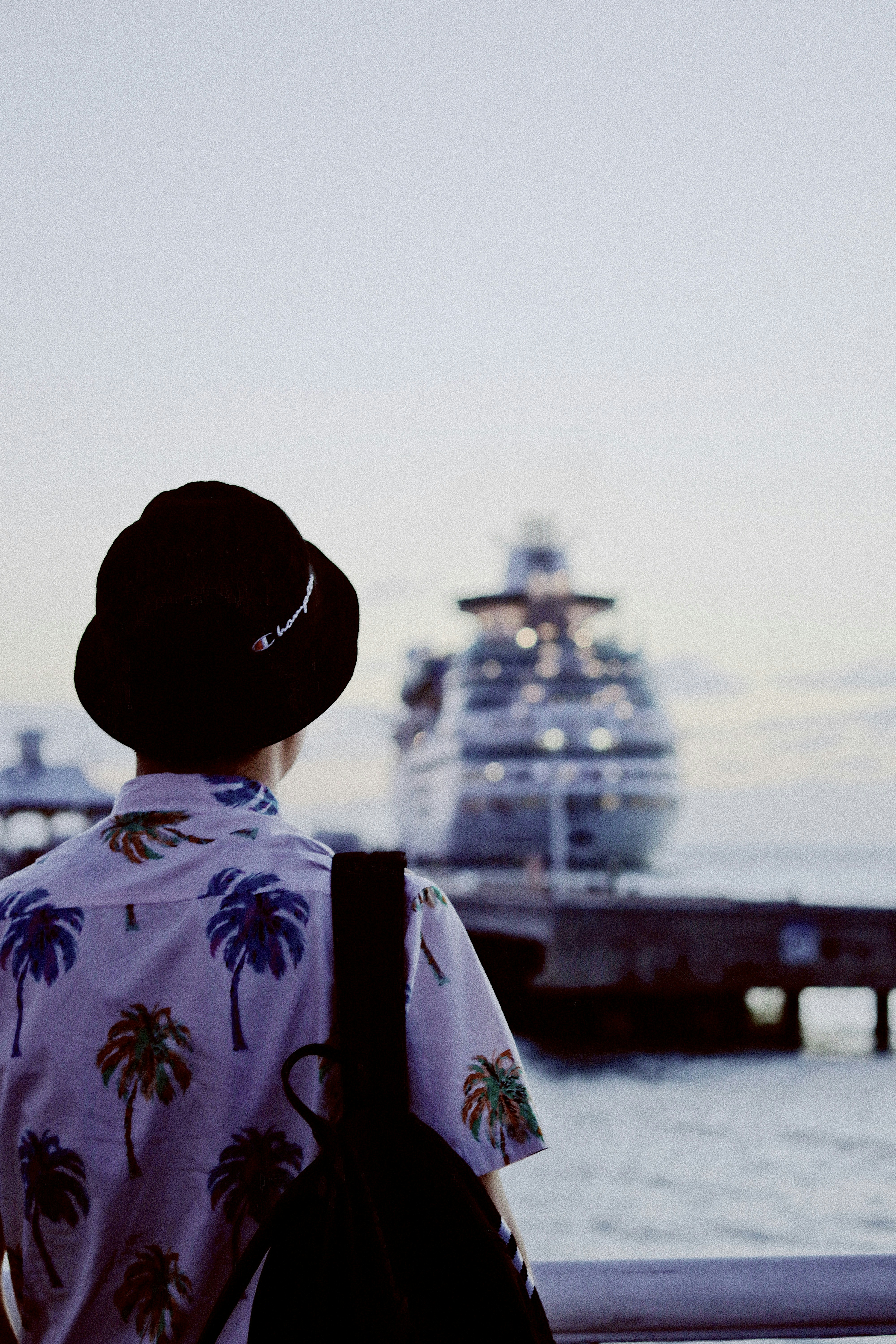 man on dock near cruise