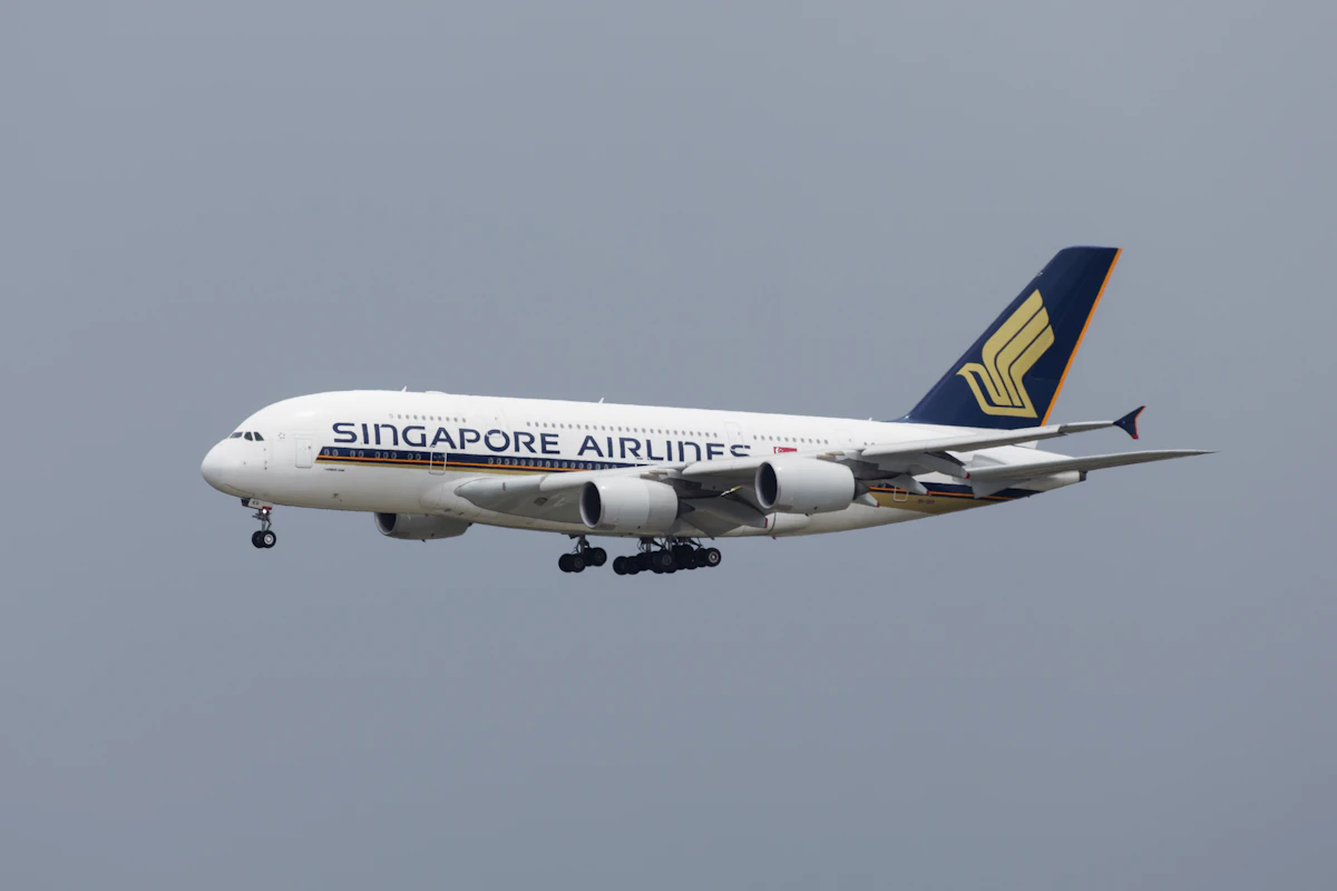 A Singapore Airlines jet on the ground at an airport