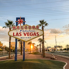 Las Vegas Nevada billboard under white and blue sky