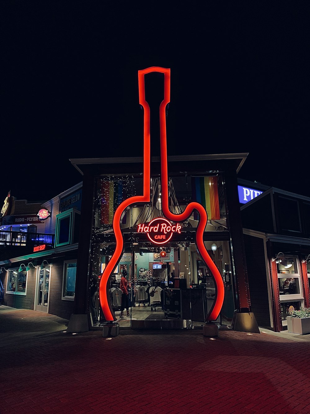 Hard Rock Cafe during night time