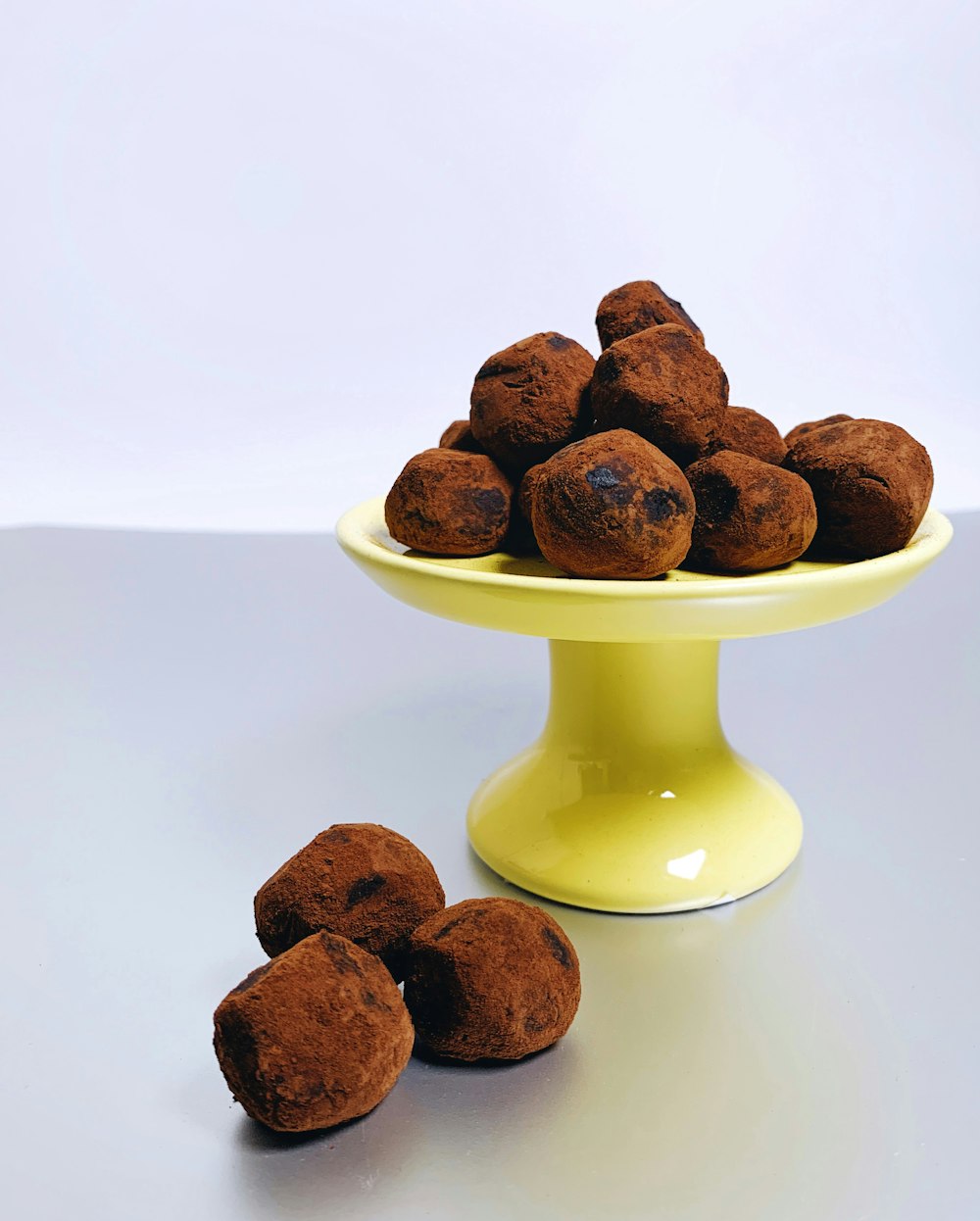 chocolate sweets on footed tray