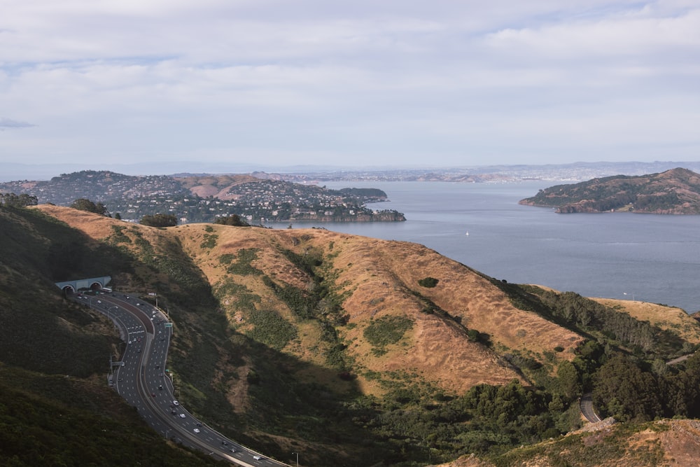 aerial photo of highway