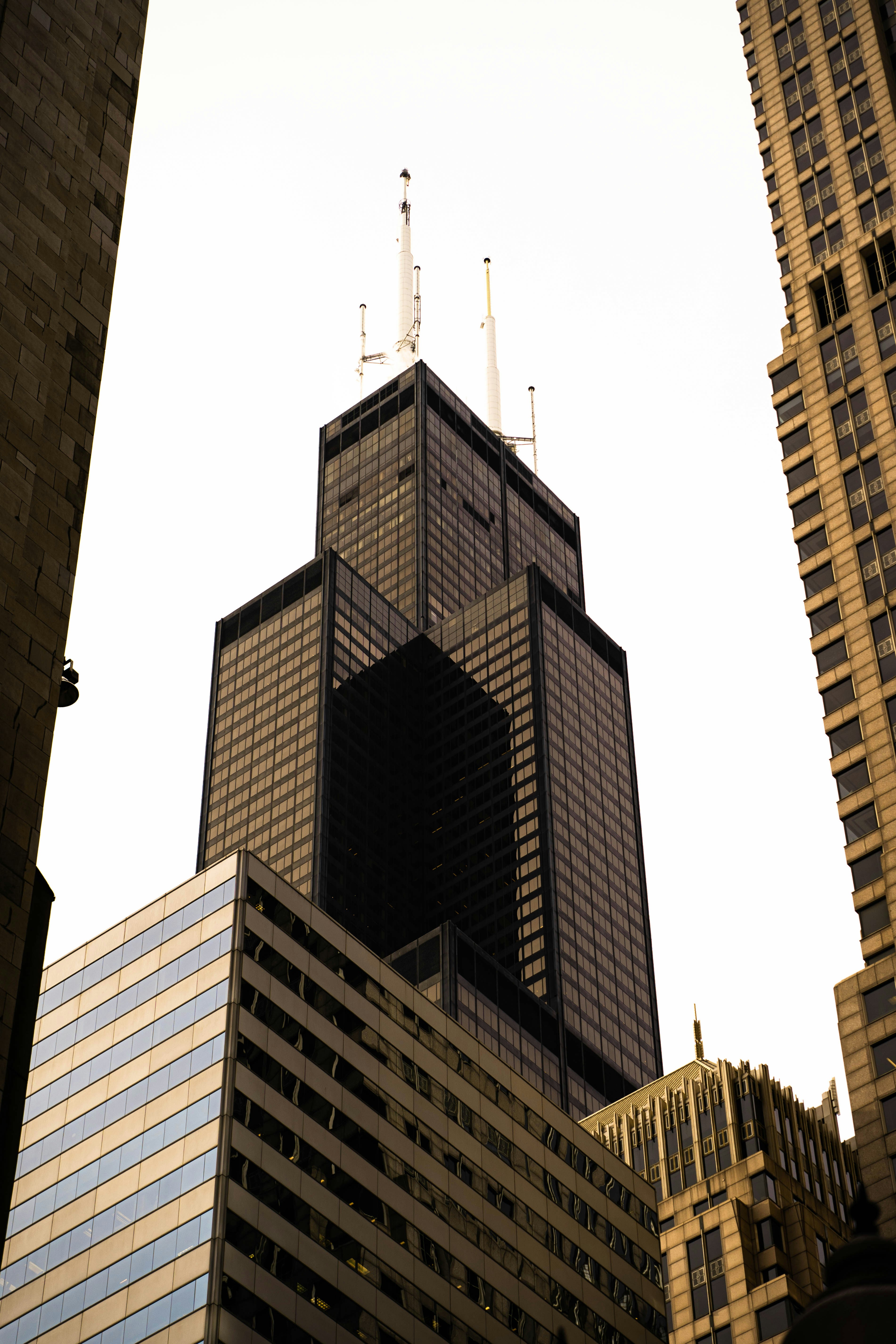 茶色のコンクリートの高層ビル