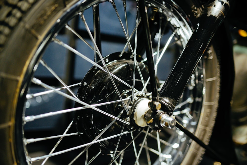 black motorcycle wheel