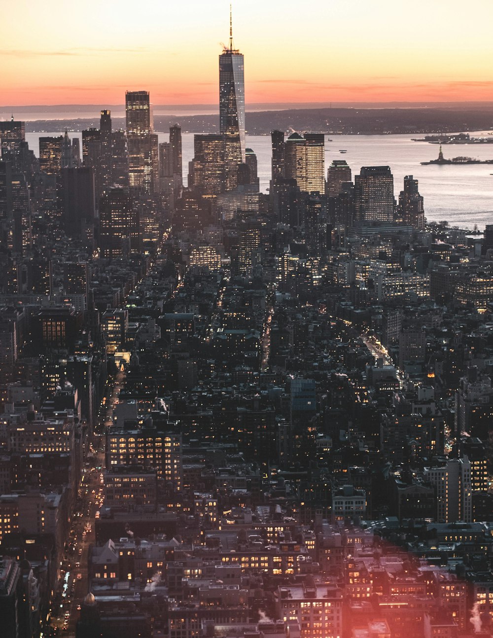 aerial photo of city buildings