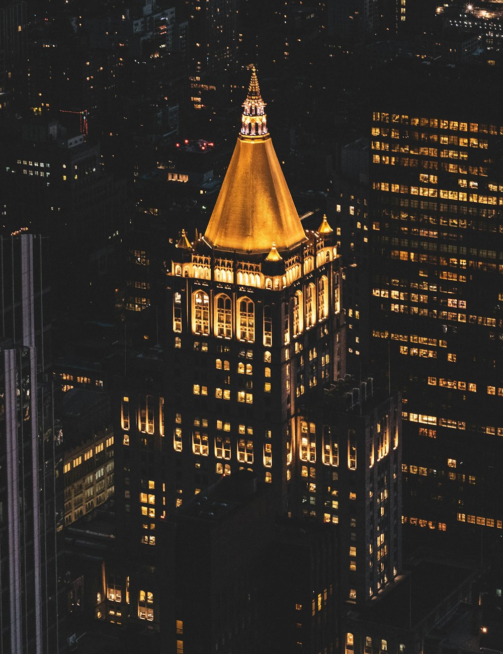city buildings at night