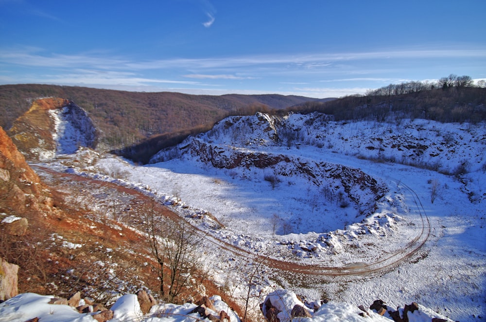 aerial photo of snow-covered hill