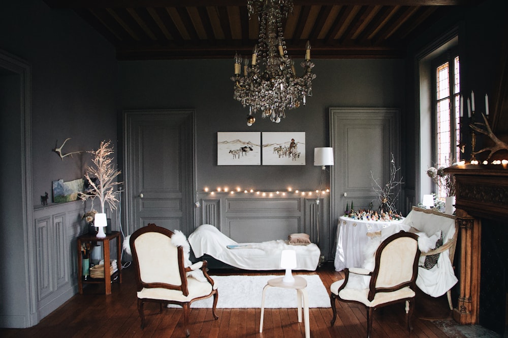 wooden furniture in the living room