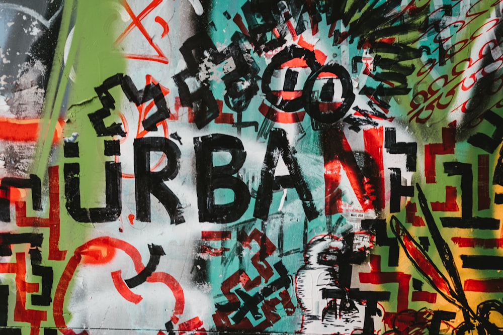 multicolored urban graffiti wall