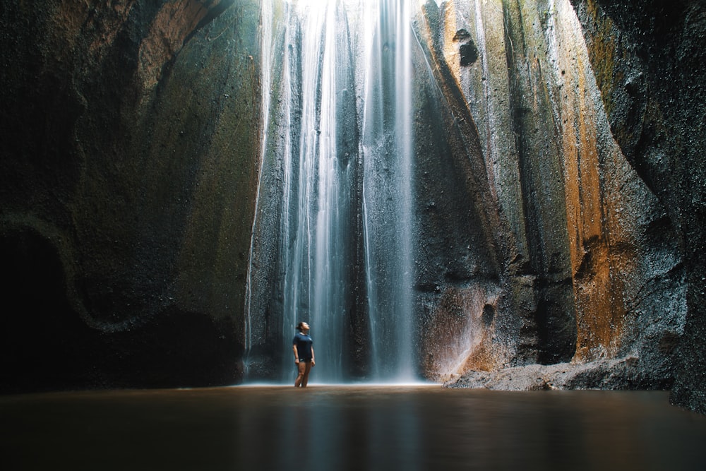 long-exposure photography of waterfalls