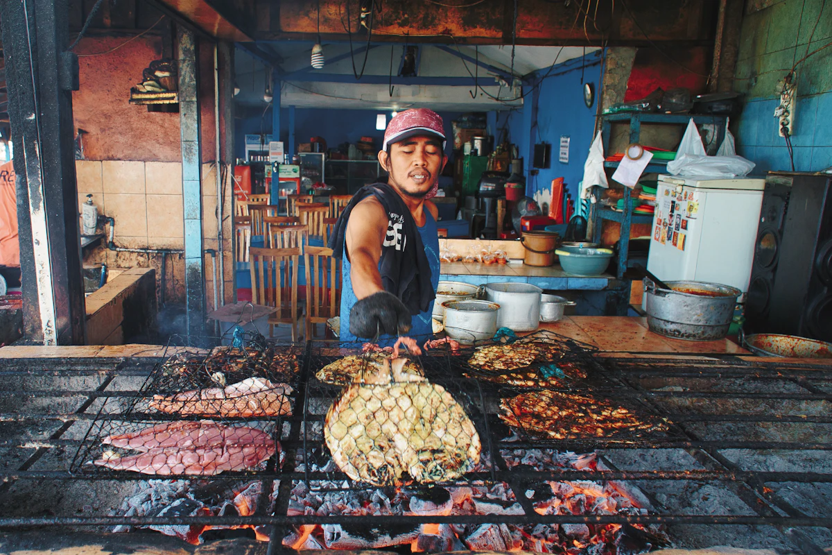 Người nướng mực trên than hồng kiểu Hàn Quốc