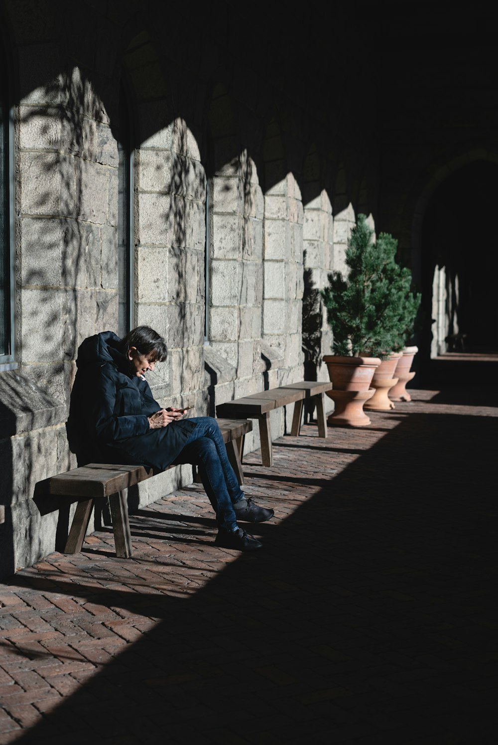 woman sitting on a bench