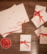 white and red gift boxes