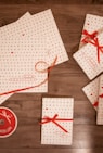 white and red gift boxes