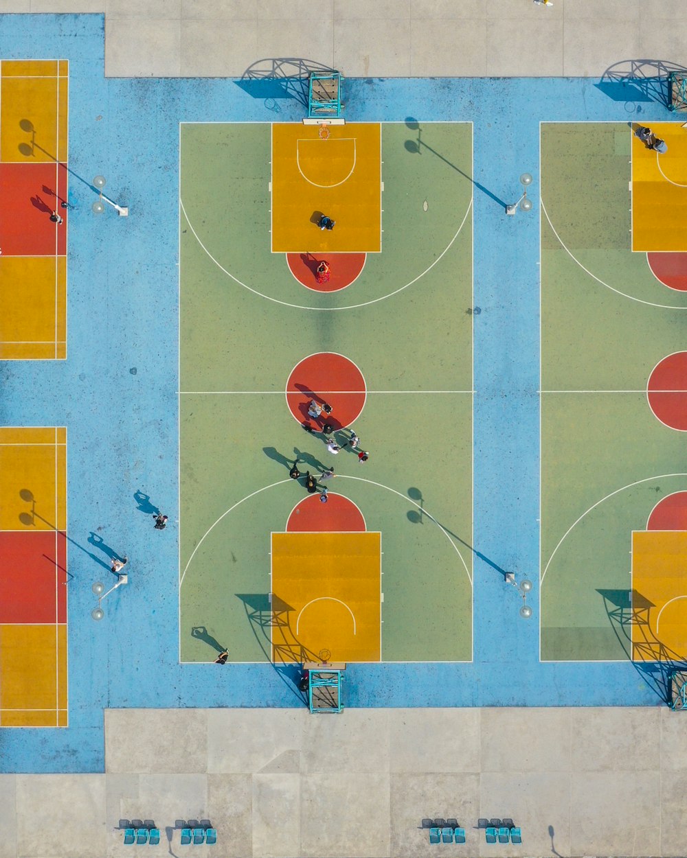 aerial photography of basketball courts during daytime