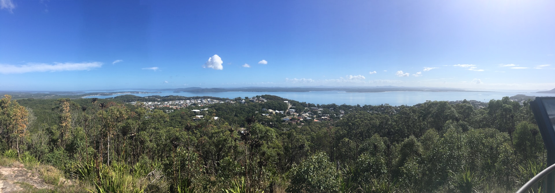 Panoramic shot of the coastal landscape near Governador Celso Ramos, showing the serene environment and proximity to the sea.