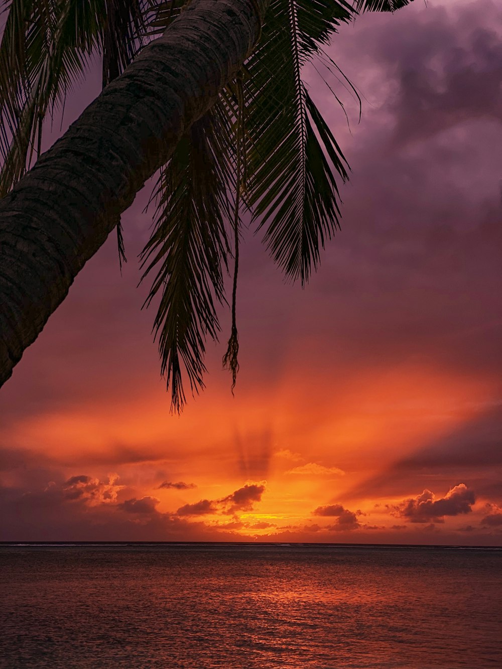 body of water under orange sky