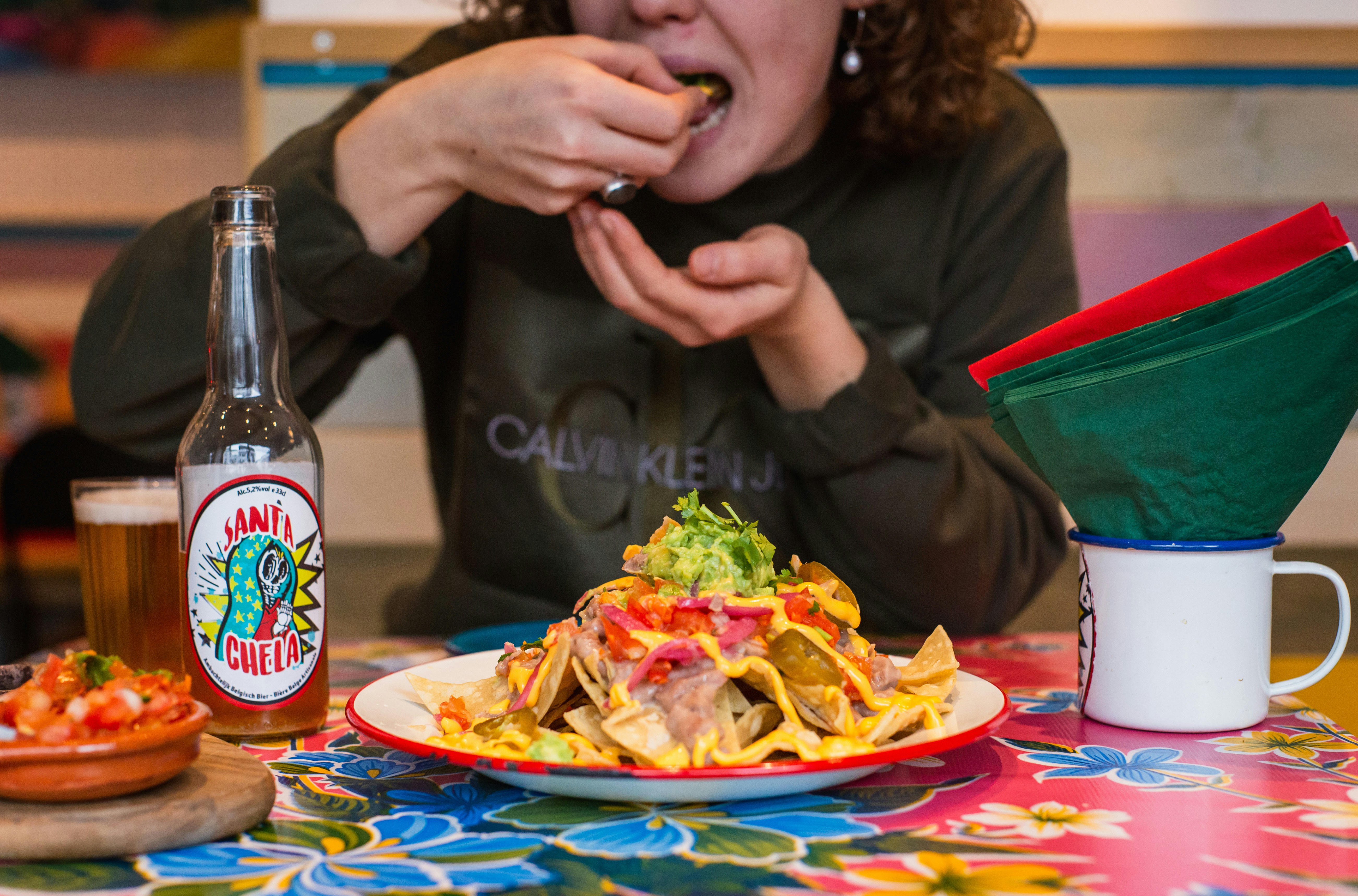 woman eating at table
