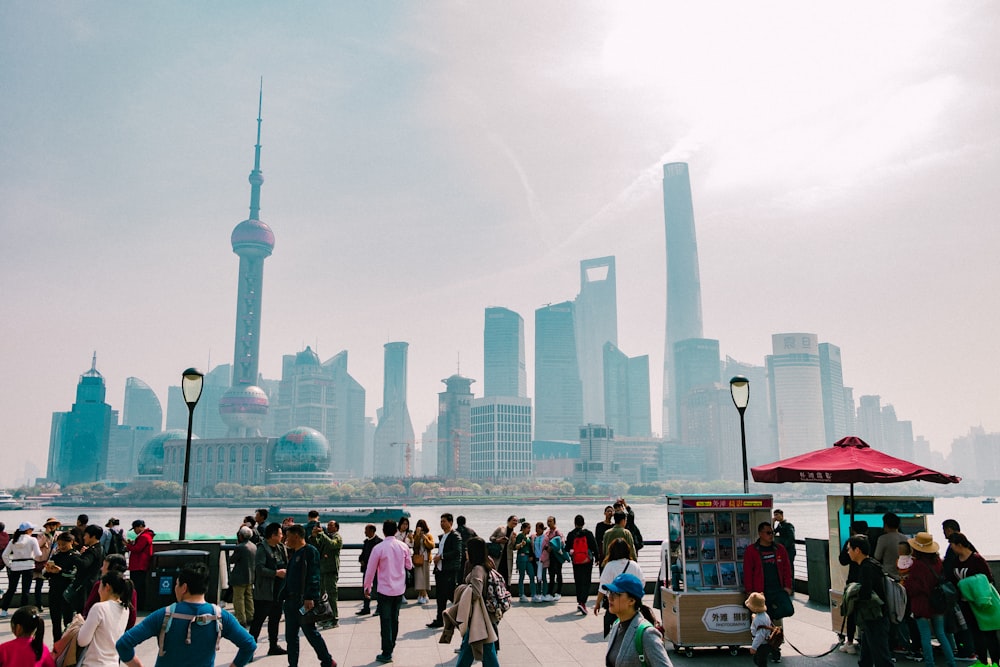 people in park near buildings