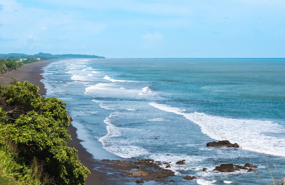 high angle photo of blue ocean