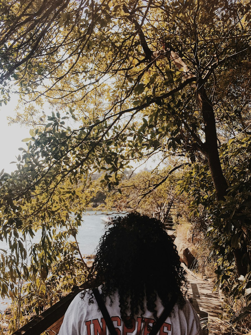 person near trees and body of water