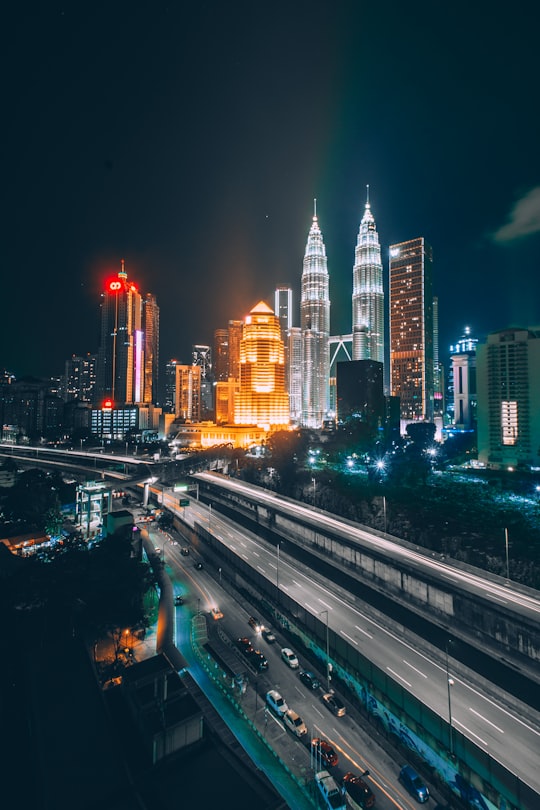high angle photo of city in Petronas Towers Malaysia