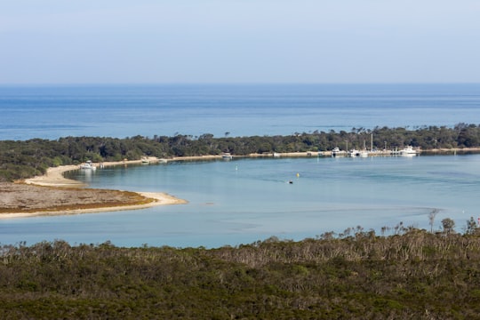 high angle photo of lake in Lakes Entrance VIC Australia