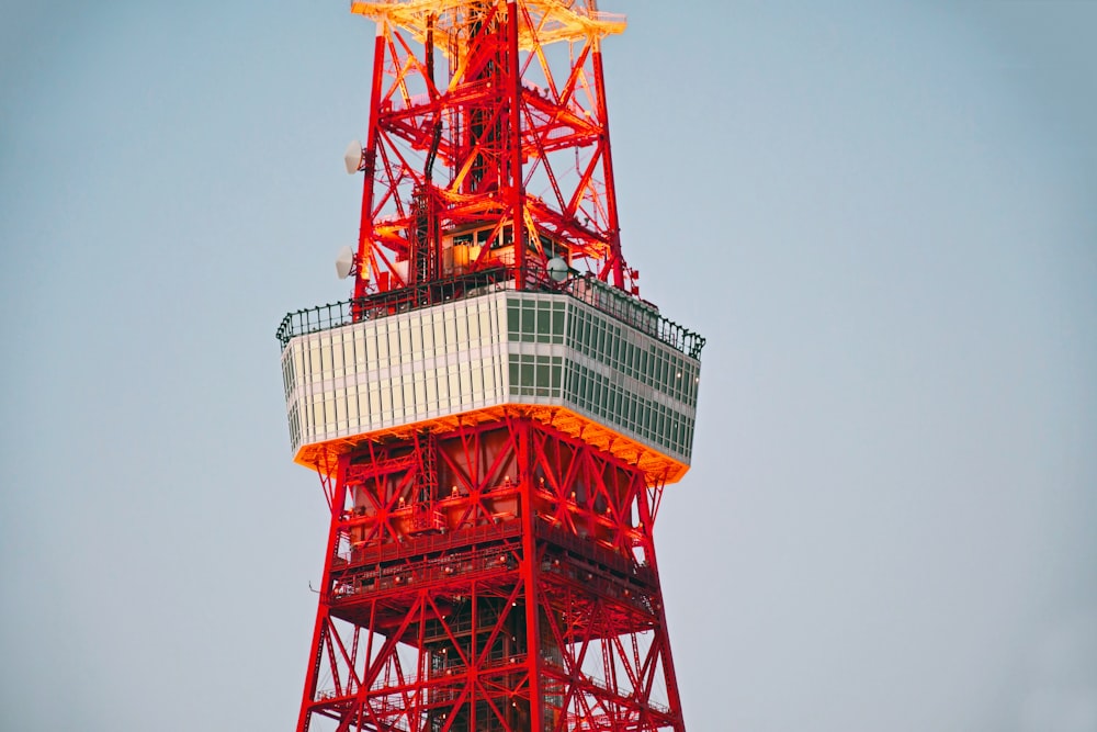red tower building in Minato City, Japan